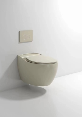 Bello cassettone fissato al muro lustrato liscio con la cisterna celata